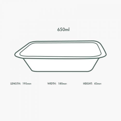 Bandeja con Tapa caña de azúcar 650 ml (50 Uds)