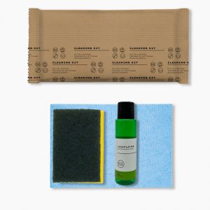 Kit limpieza apartamento y cocina: bayeta, salvauñas y lavavajillas