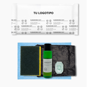 Kit limpieza apartamento y cocina: bayeta, salvauñas, lavavajillas, bolsa de basura y pastilla lavaplatos